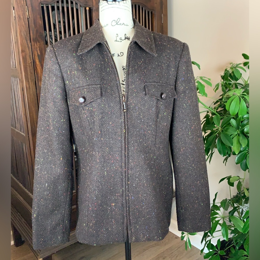 Vintage Maurices Herringbone Wool Blend Blazer
